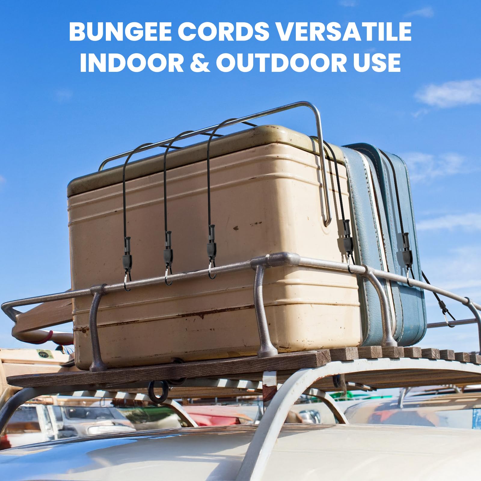 Joneaz bungee cords are ideal for securing gear on roof racks and trailers.