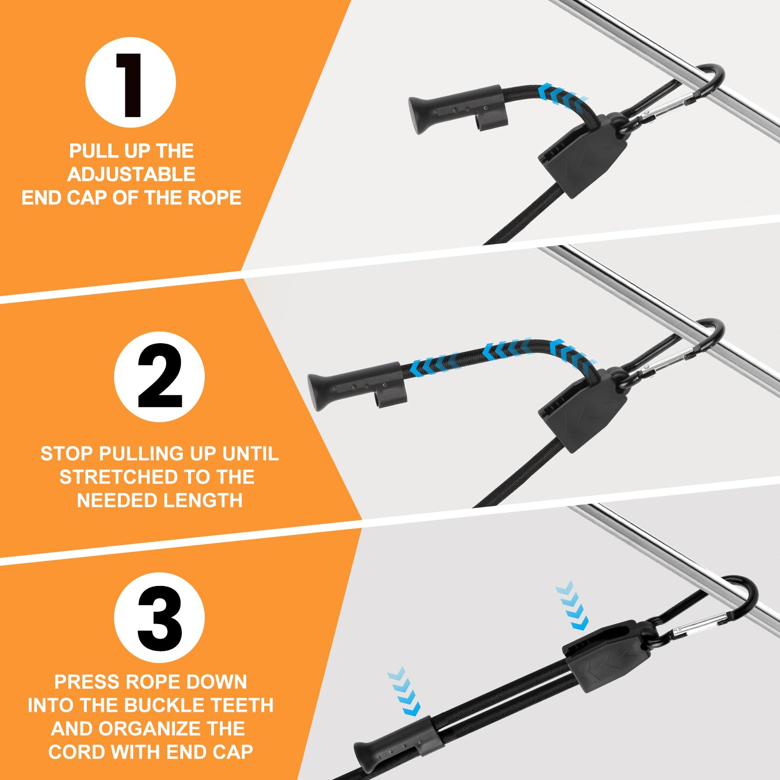 Joneaz bungee cords resist weather and temperature changes for year-round use.