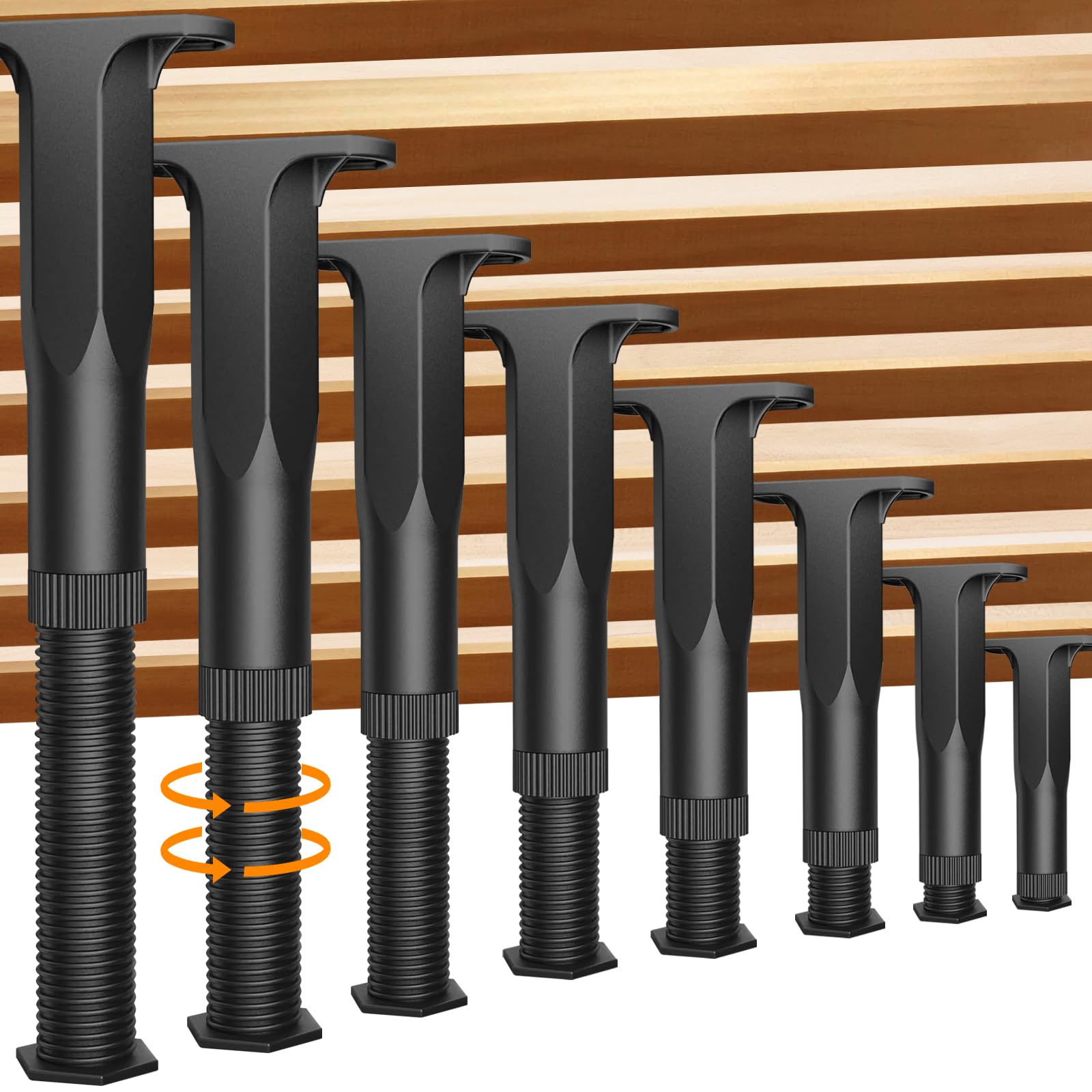 Jonkehai adjustable bed leg assembly demonstrates height adjustment for uneven floors.