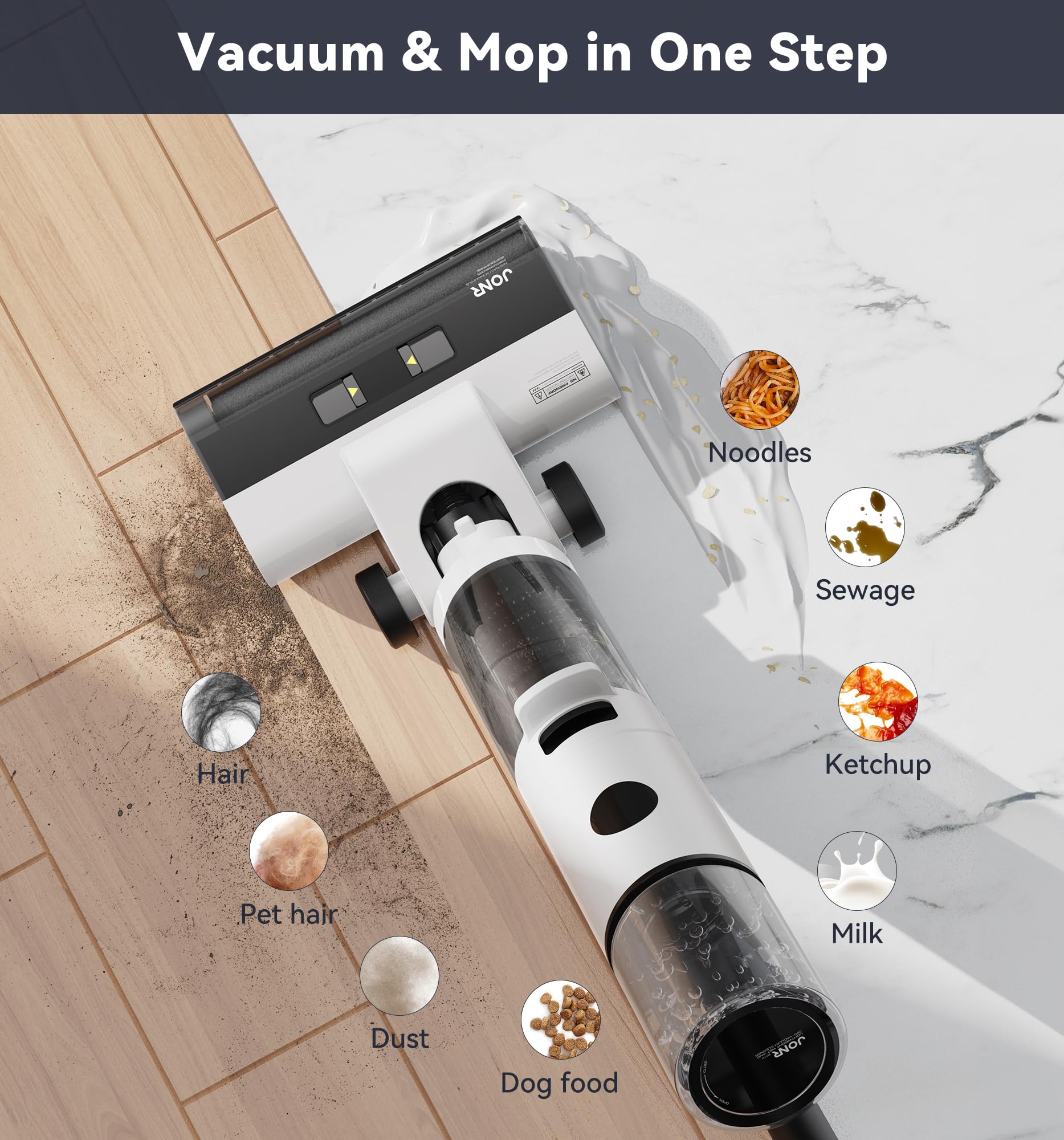 JONR ED12 dual water tank system keeps cleaning sessions uninterrupted.