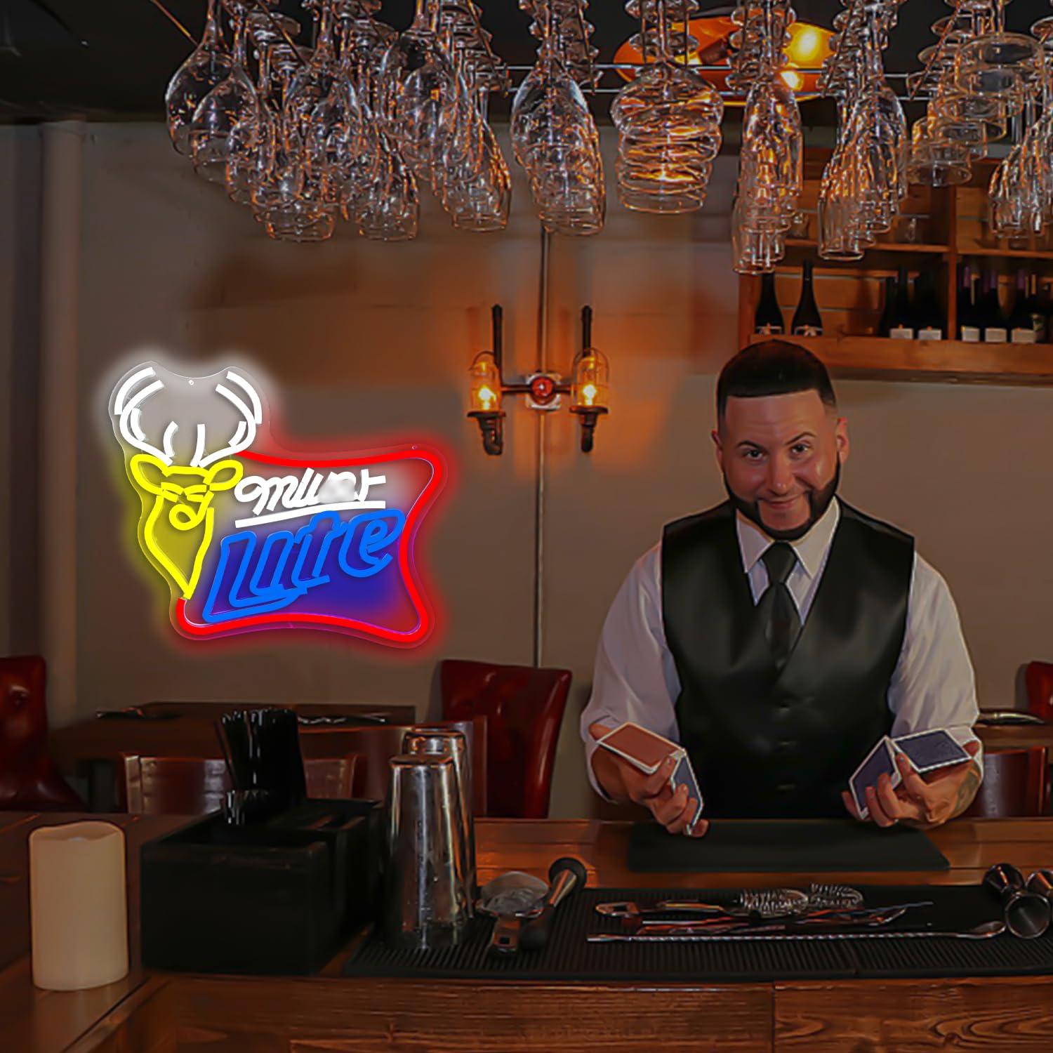 JooeTuu beer club neon sign energizes shop interiors.