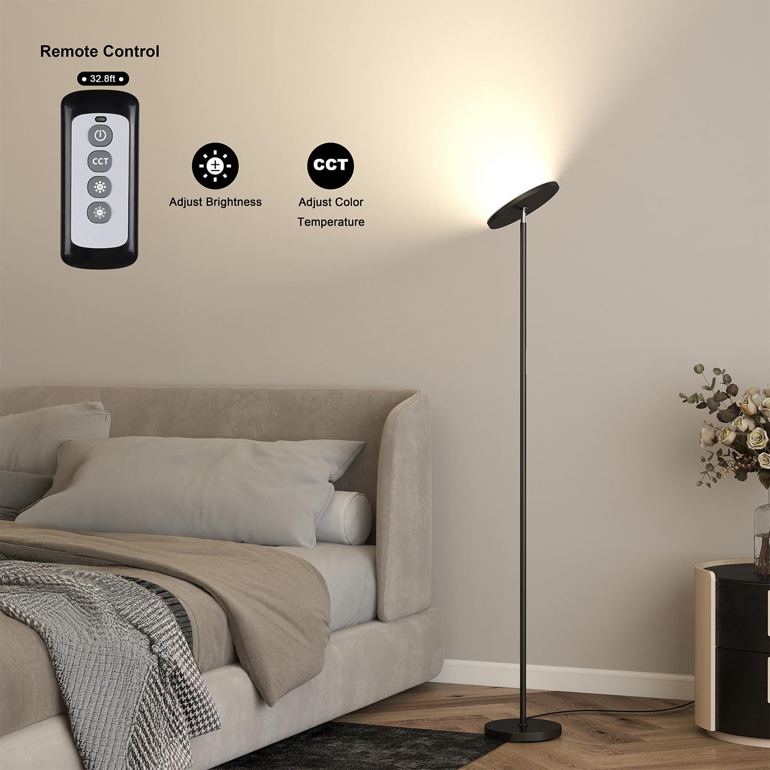 JOOFO tall lamp at 69 inches brightens corners and reduces dim spots