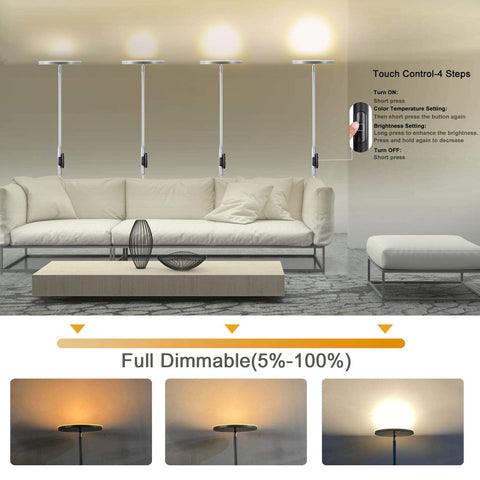JOOFO floor lamp touch control for stepless brightness at your fingertips.