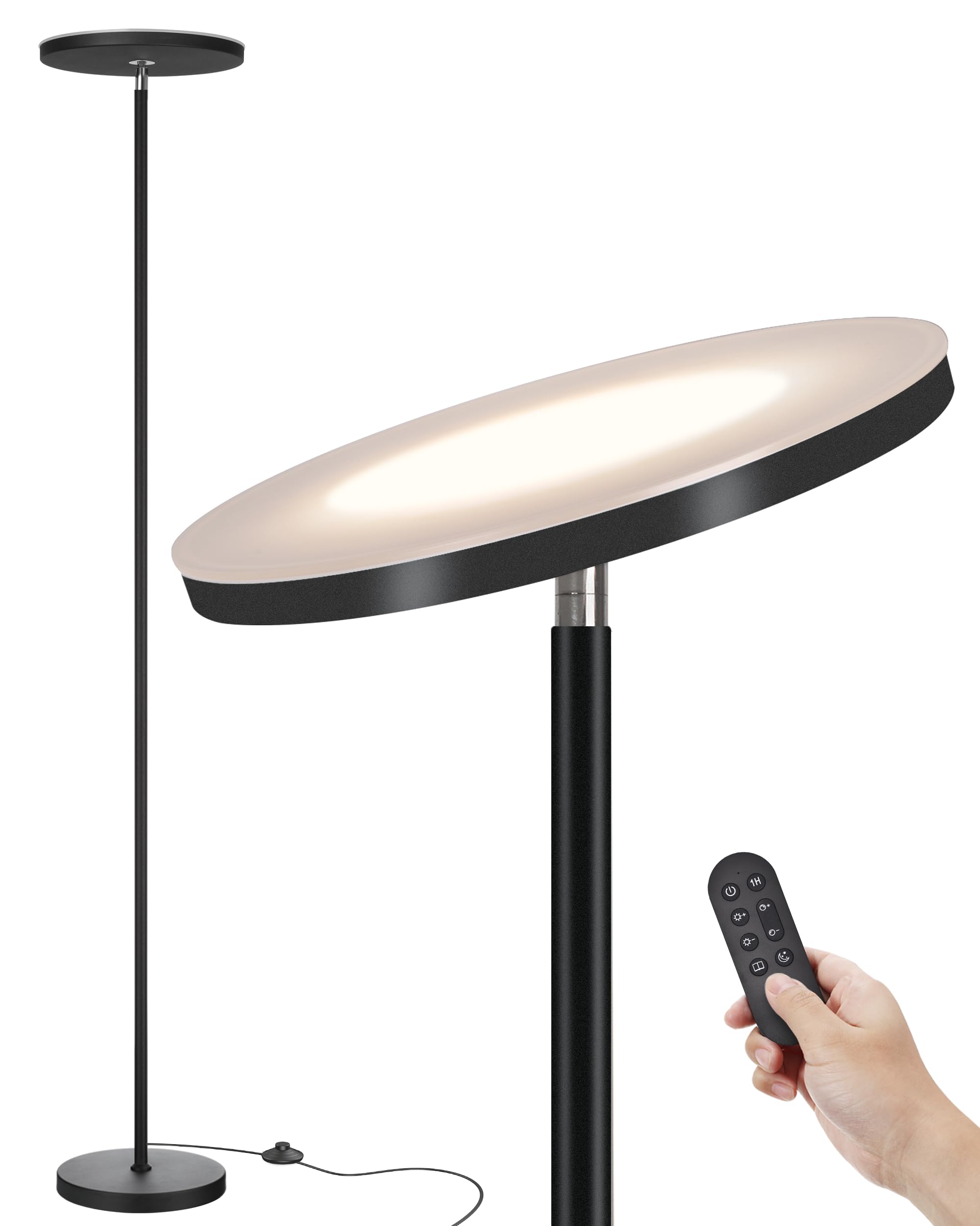 JOOFO LED floor lamp with remote control for easy, precise lighting in any room.