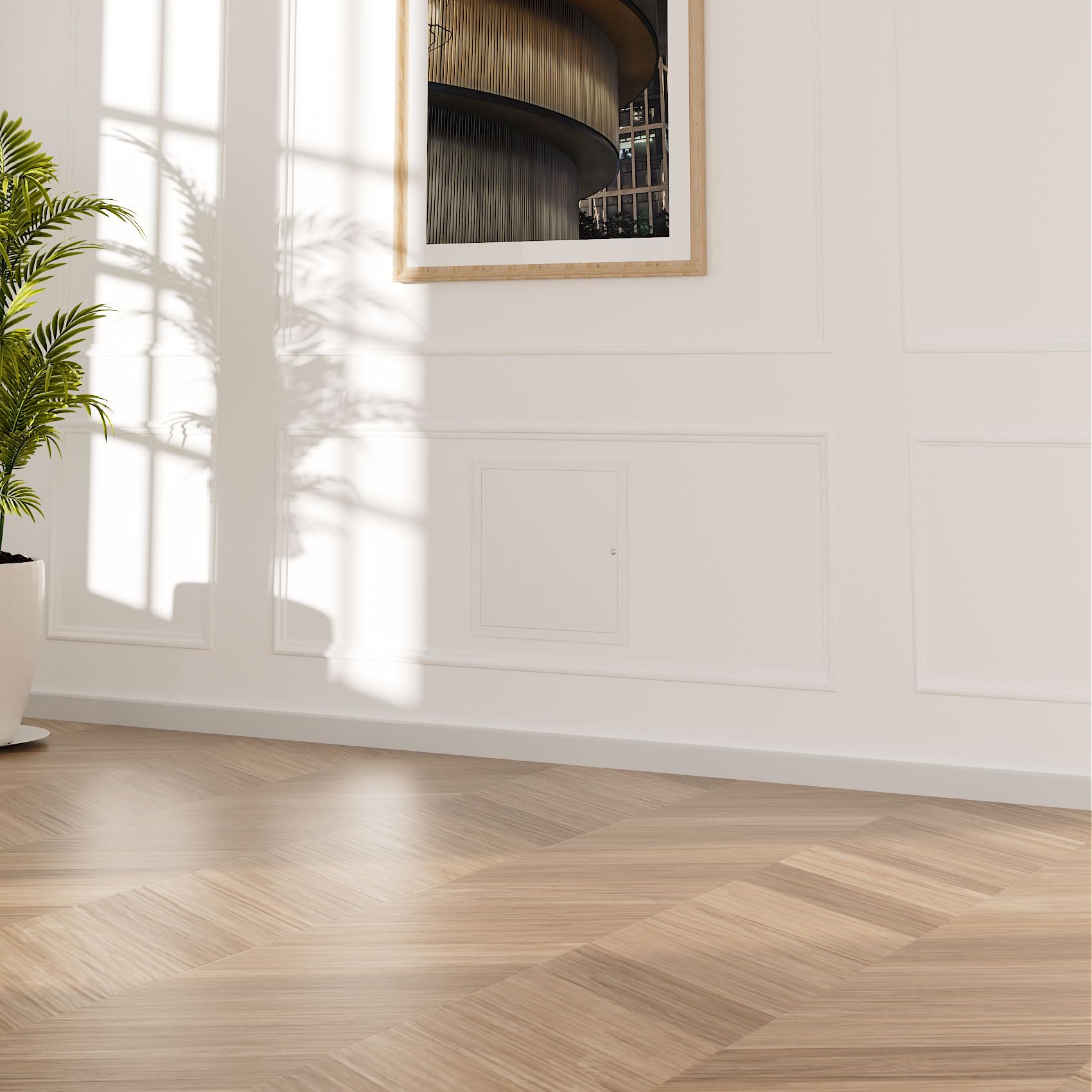 Joogto flush-fit drywall ceiling panel blends with surfaces for a seamless ceiling.