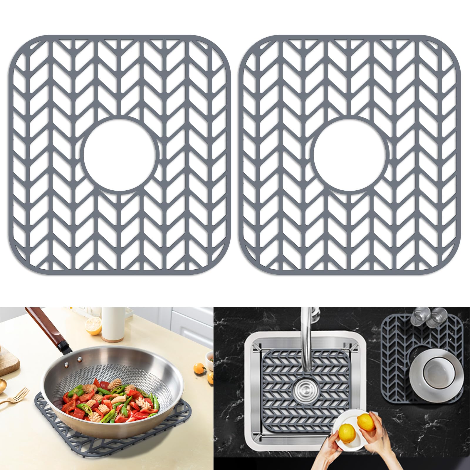 JOOKKI sink protector center drain mat shields the sink bottom from scratches.
