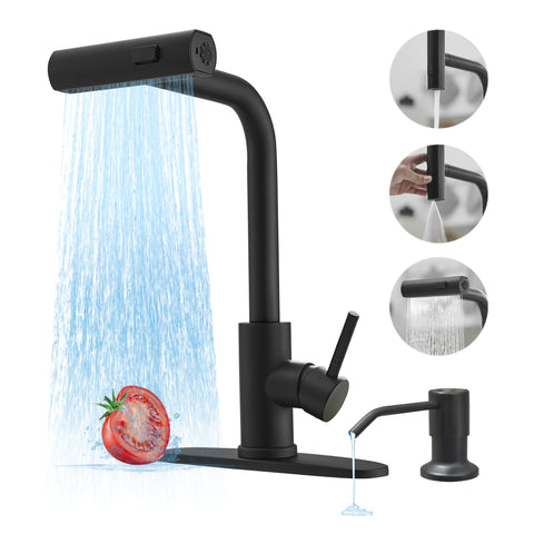 JOOM black kitchen faucet with pull-down sprayer for easy cleaning tasks
