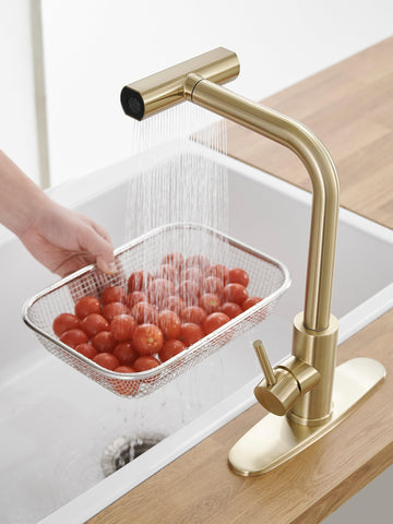 JOOM Gold faucet with 360-degree swivel for flexible reach