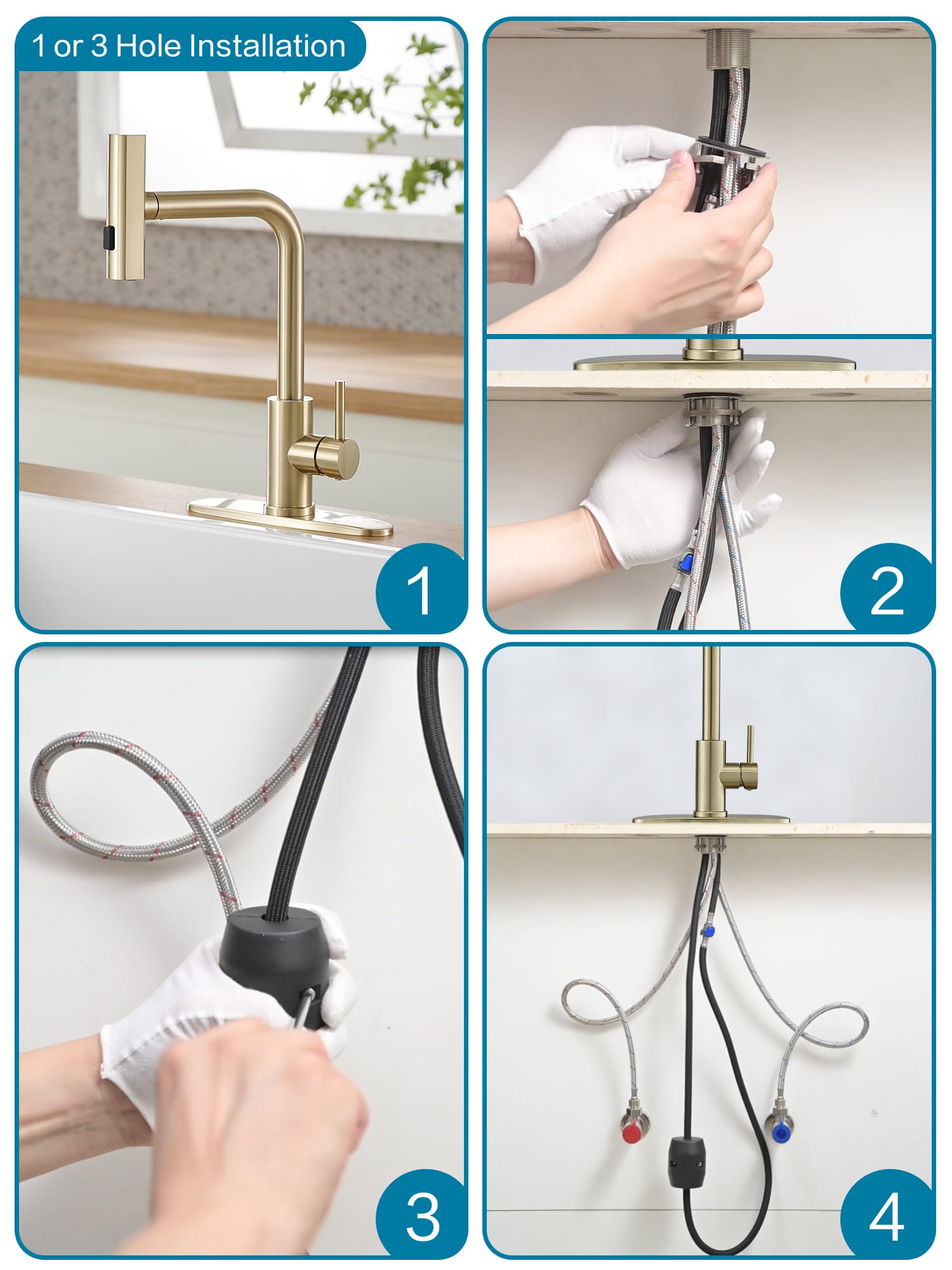JOOM Gold faucet modern design complements contemporary kitchens