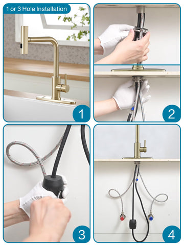 JOOM Gold faucet modern design complements contemporary kitchens