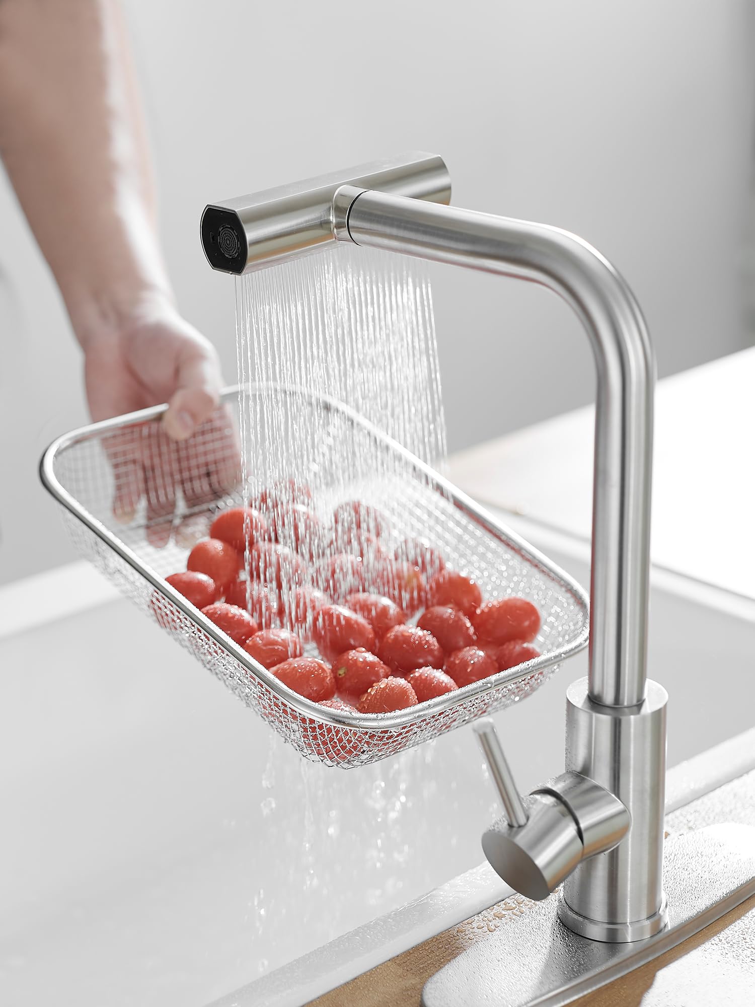 JOOM kitchen faucet retractable PEX hose enables flexible reach and spray options
