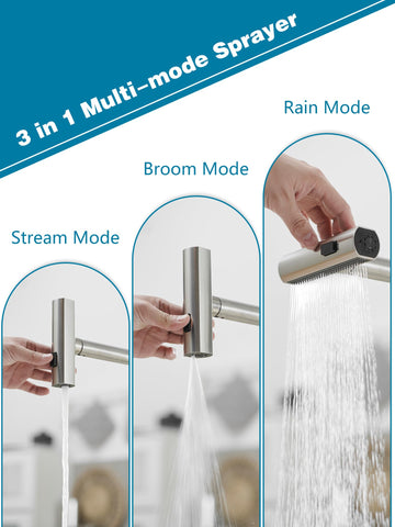 JOOM kitchen faucet waterfall flow for smooth, dramatic water delivery in sink