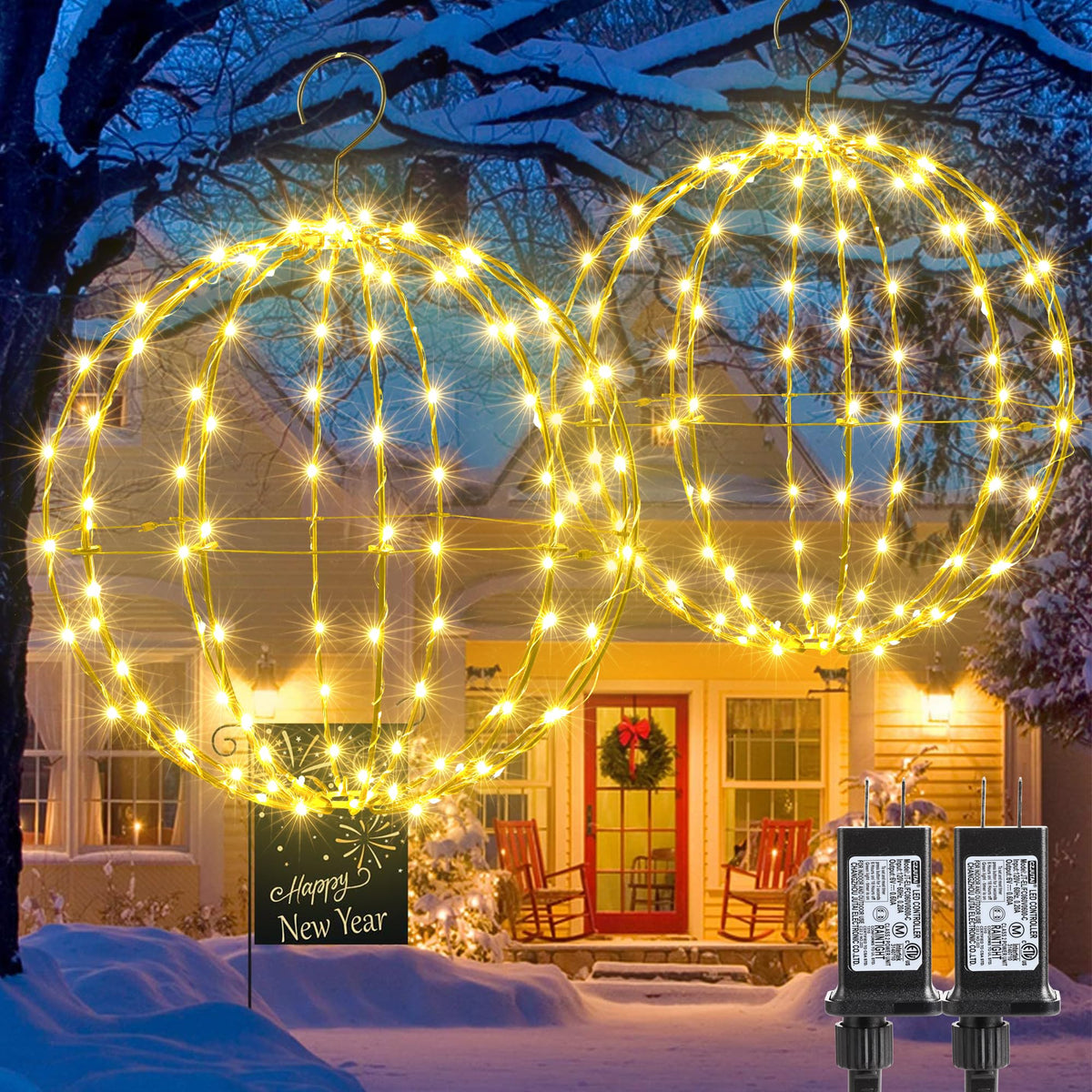Joomer 13-inch foldable Christmas ball light adds warm tree glow.