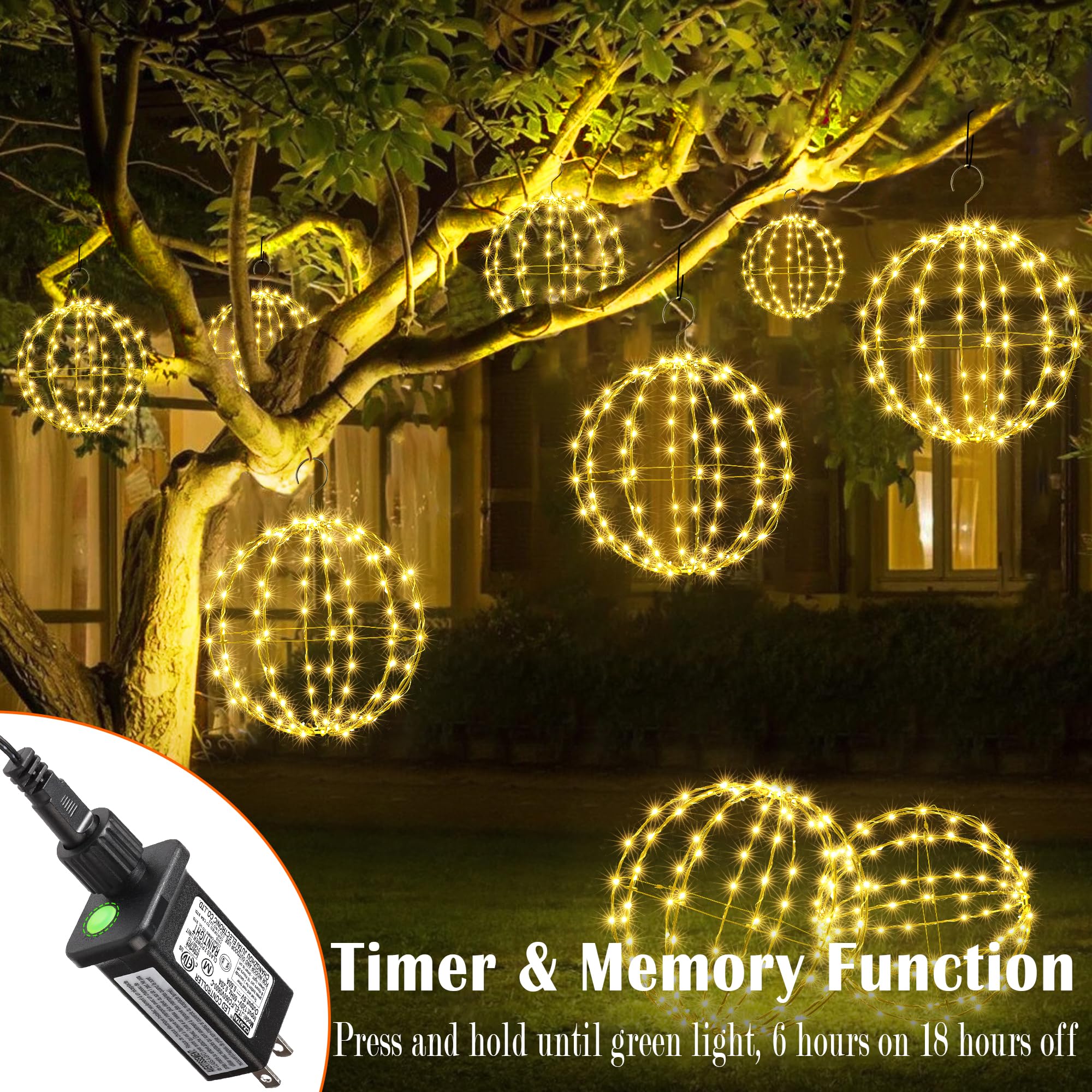 Joomer IP65 waterproof ball lights for outdoor decorating.