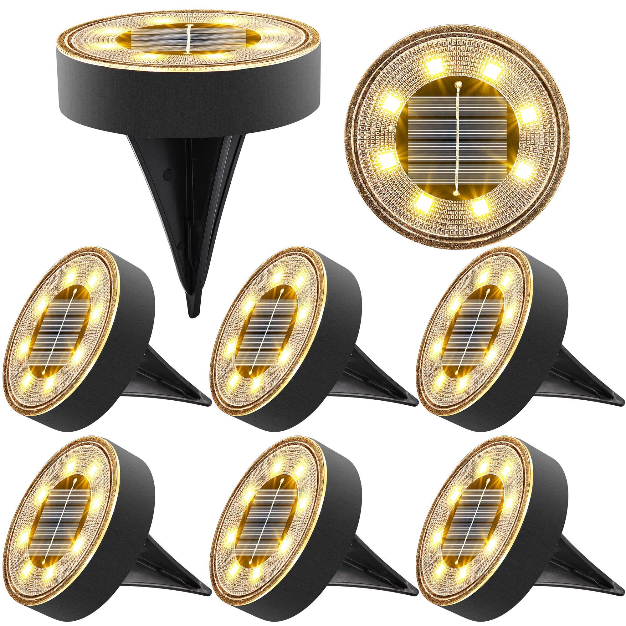Joomer Solar Ground Light front view with eight LEDs for bright pathway illumination