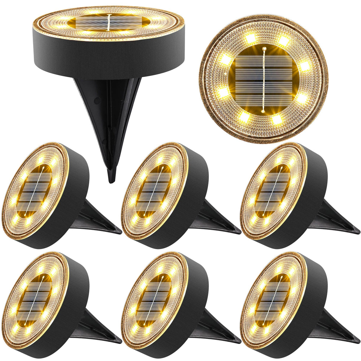 Joomer Solar Ground Light front view with eight LEDs for bright pathway illumination