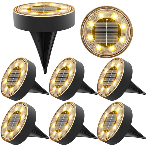 Joomer Solar Ground Light front view with eight LEDs for bright pathway illumination