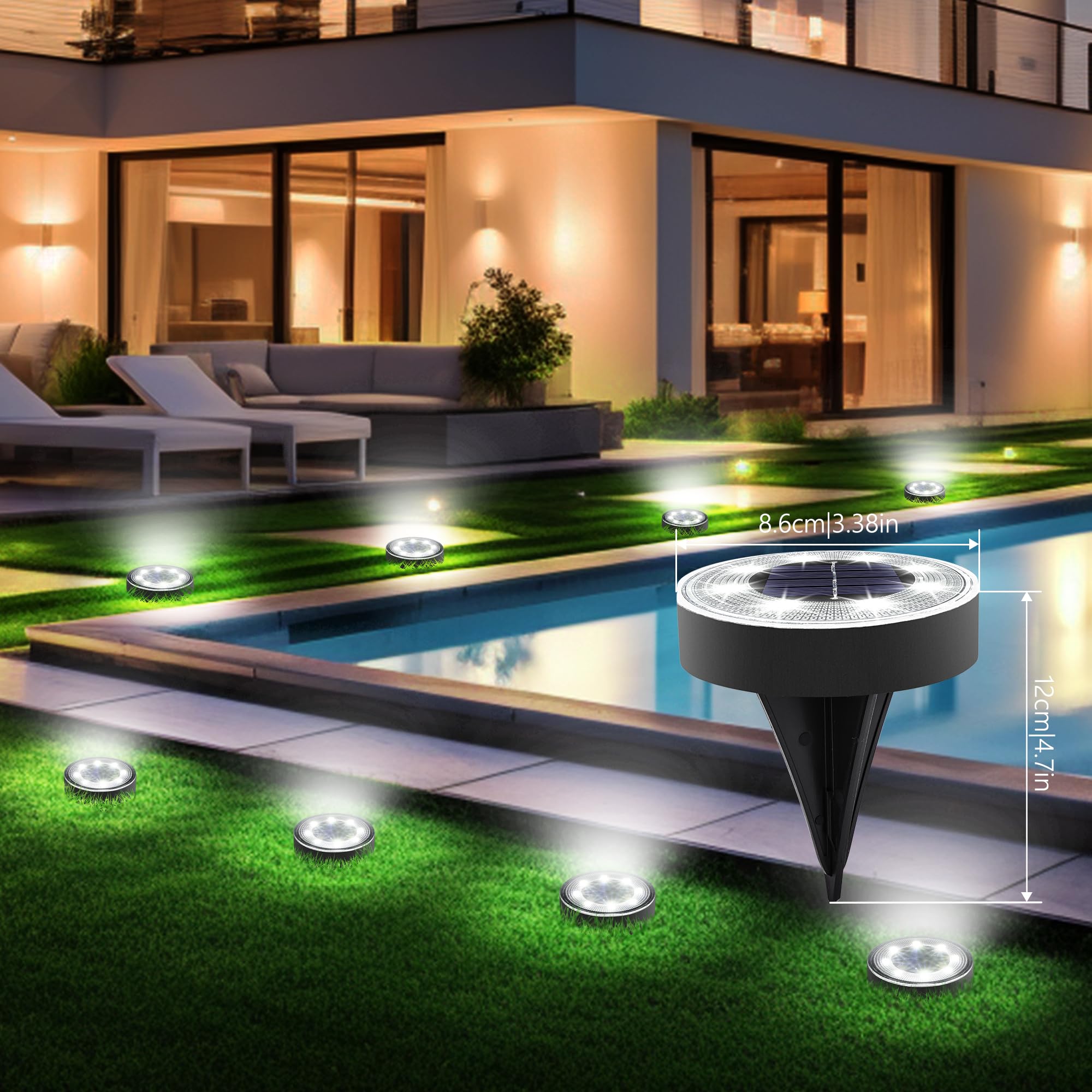 Joomer Solar Ground Lights install easily with a stake, no wiring.