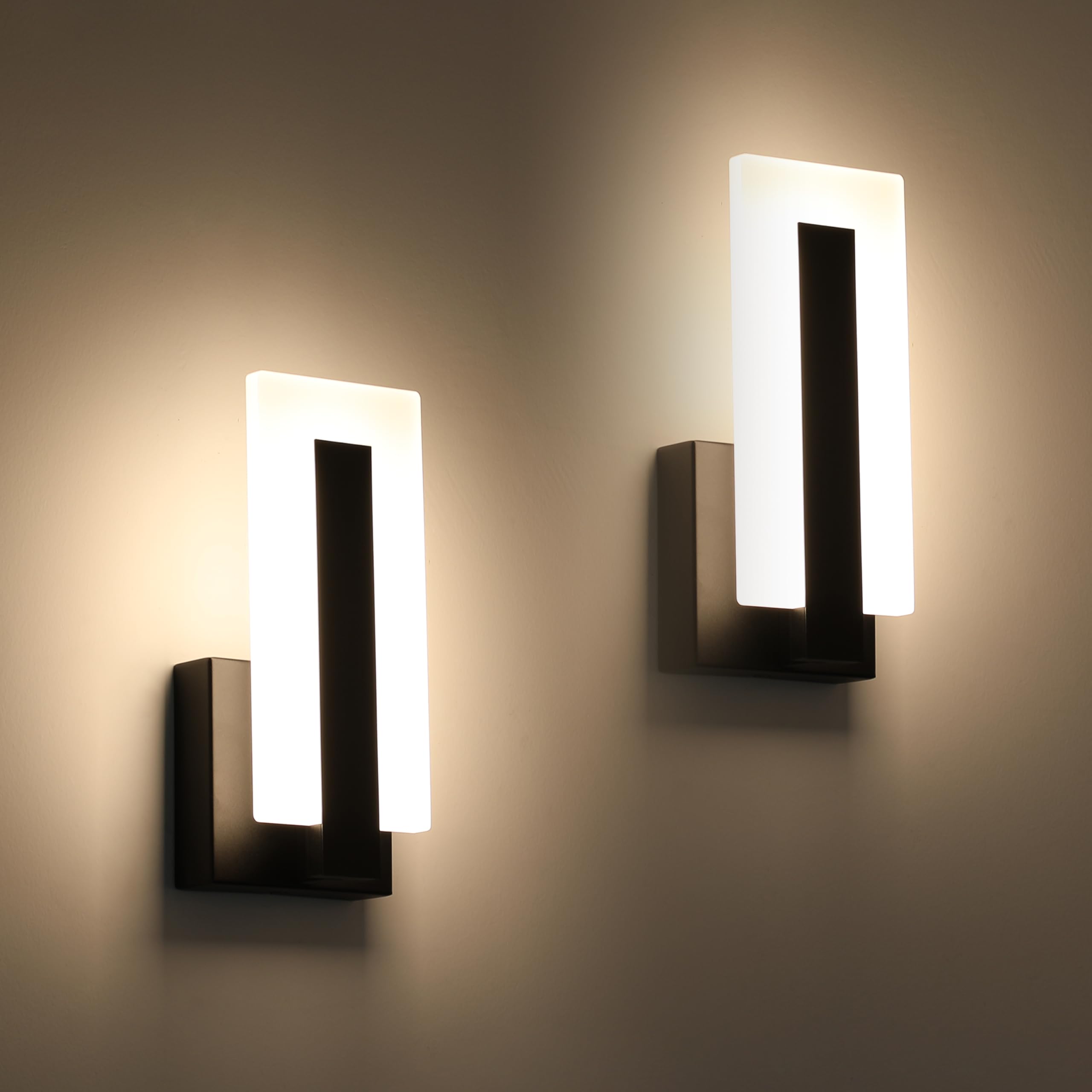 Joosenhouse modern LED wall sconce up-down black two-pack for ambient lighting.