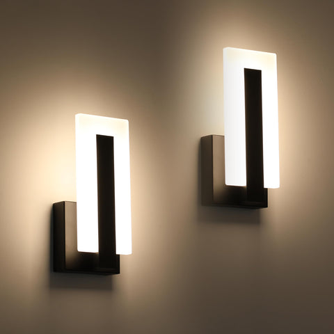 Joosenhouse modern LED wall sconce up-down black two-pack for ambient lighting.