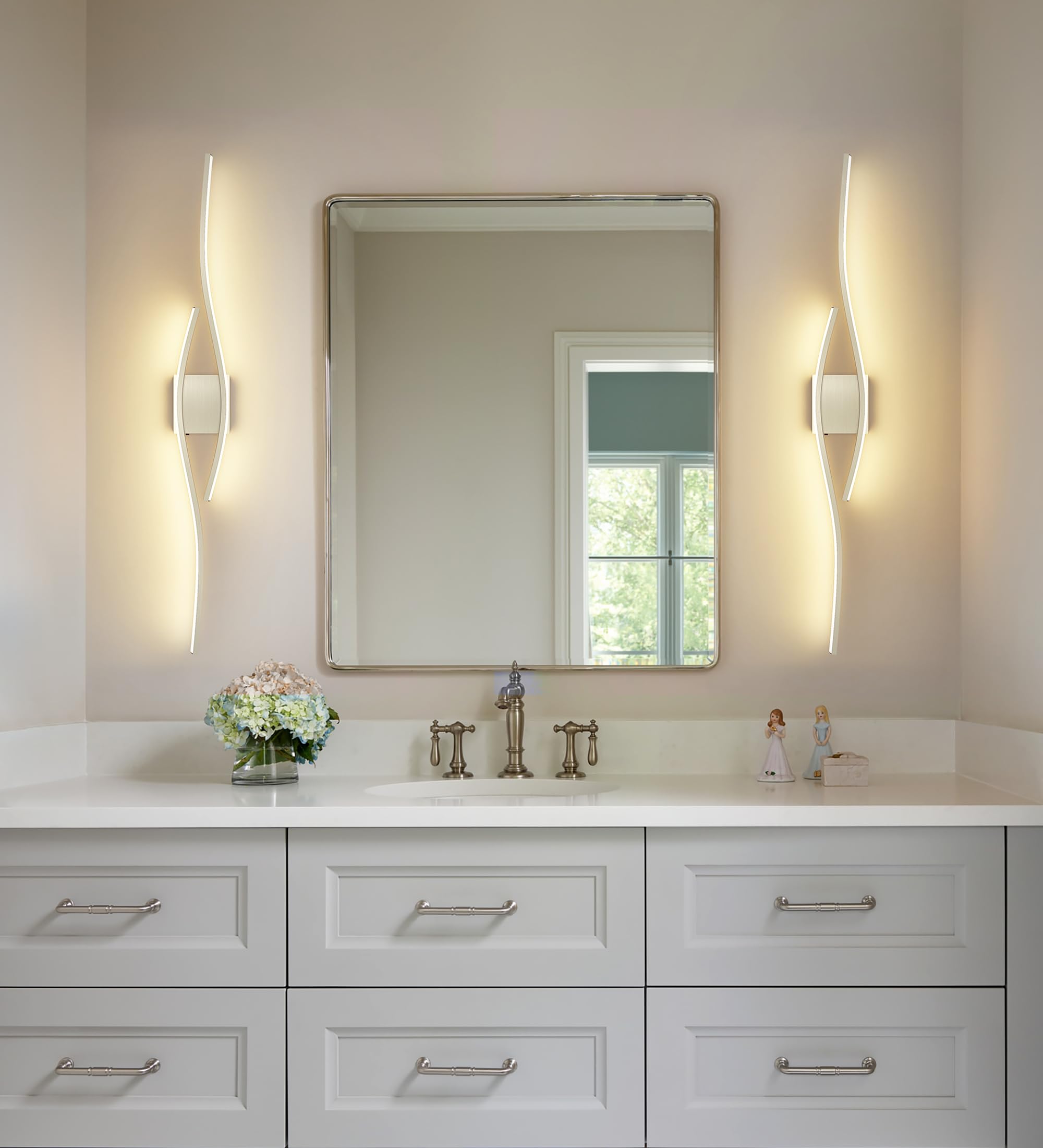 39.37 inch long vanity light ideal above wide mirrors.