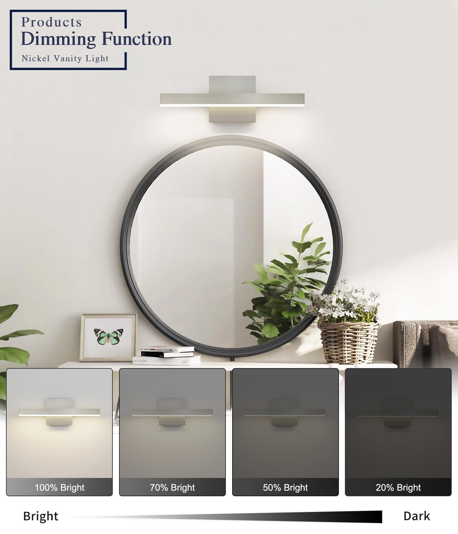 Joossnwell durable vanity light with metal body and white acrylic cover.