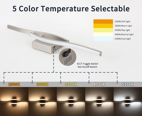 Joossnwell brushed nickel bathroom light bar side angle highlighting slim profile for compact spaces.