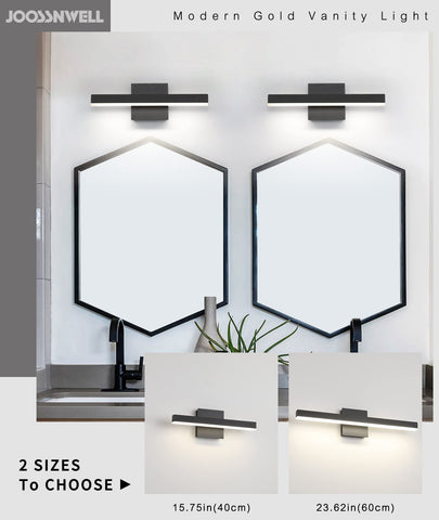 Joossnwell vanity light bar side angle highlights slim modern design.