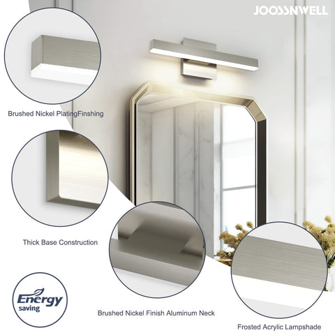 Joossnwell LED vanity light with dimmable driver for smooth brightness.