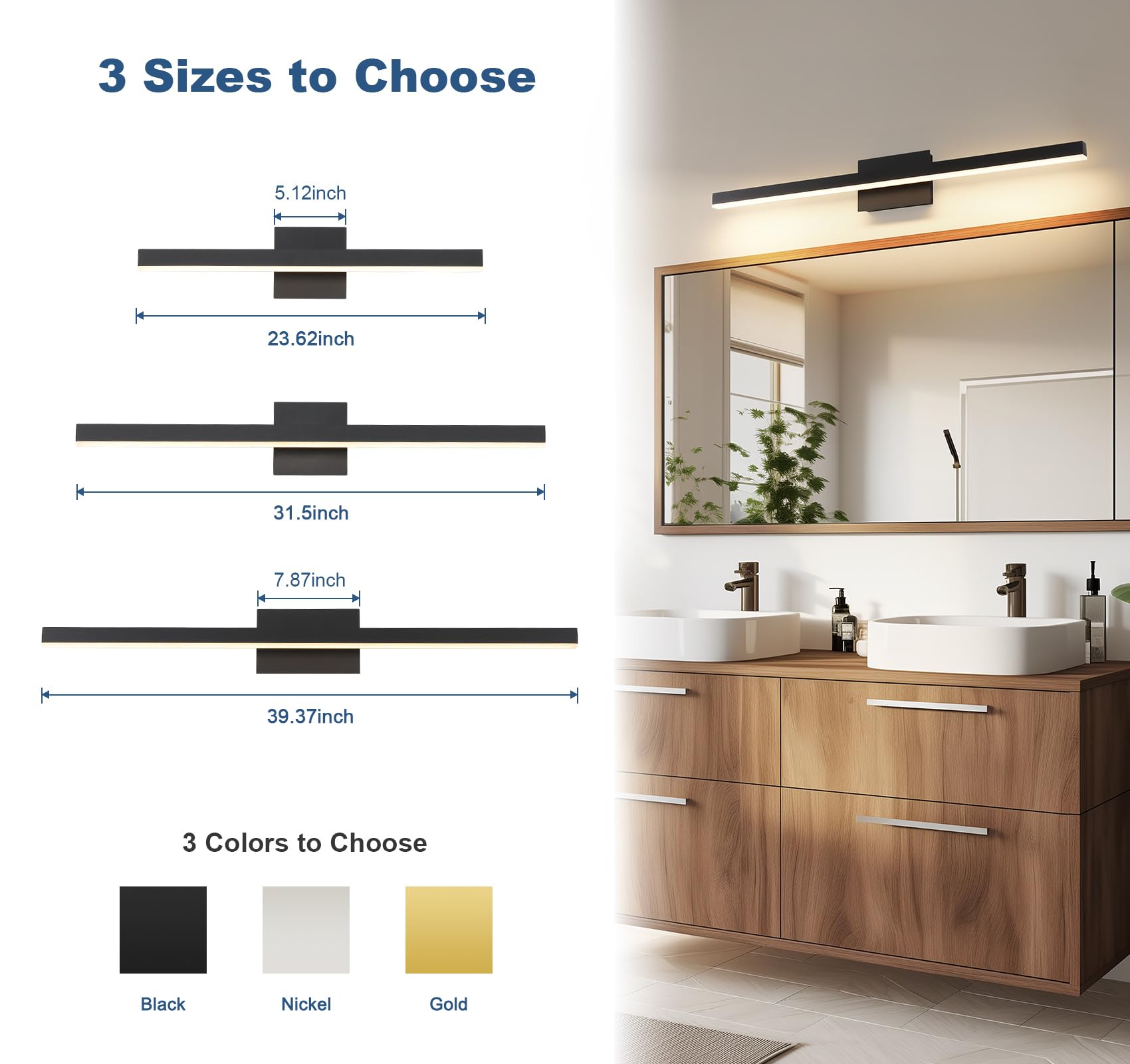Joossnwell vanity light bar features anti-corrosion metal for long-lasting performance