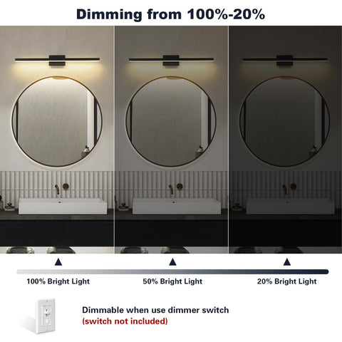 Joossnwell vanity light bar over-mirror installation enhances makeup lighting