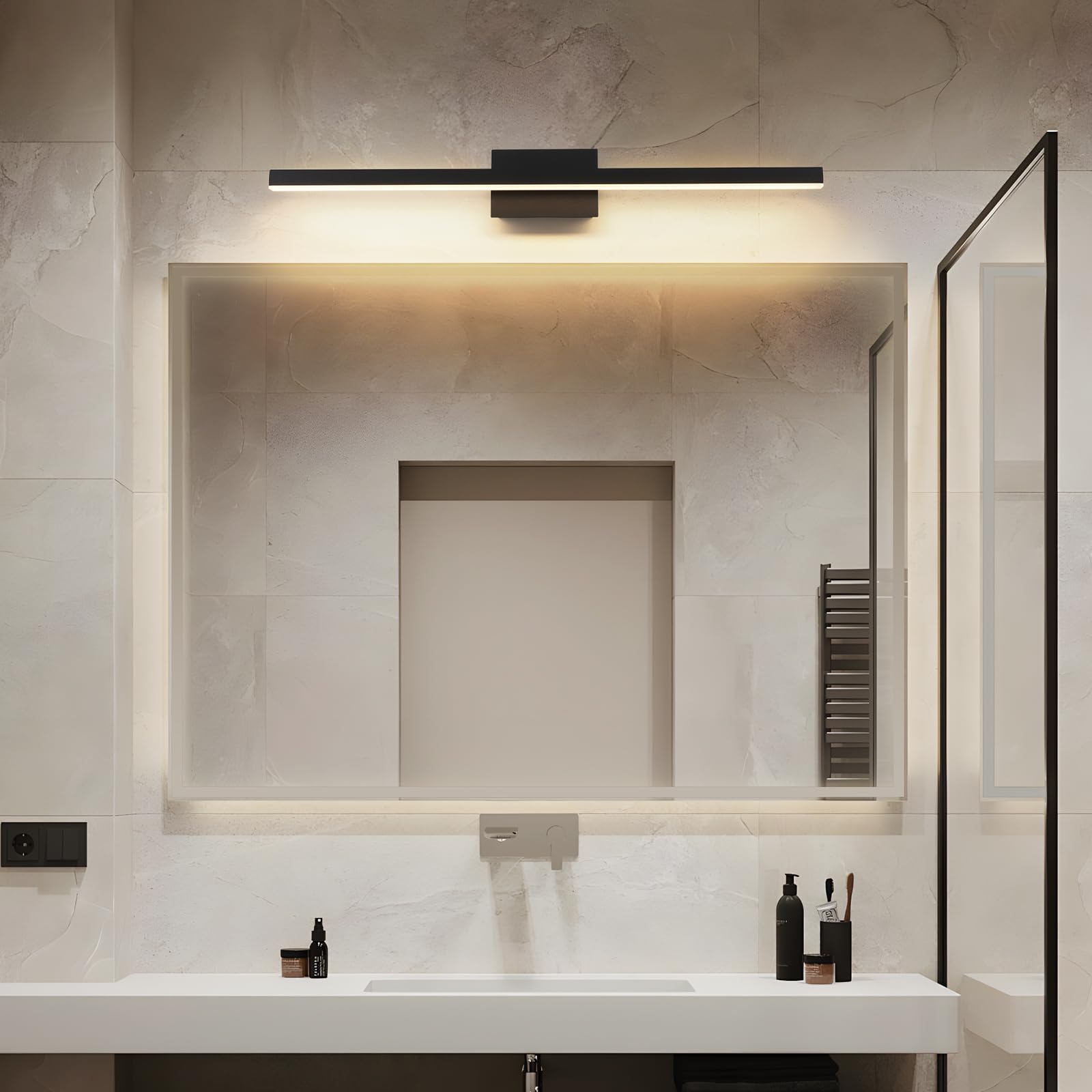 Joossnwell vanity light bar uses a clear acrylic diffuser for even light distribution