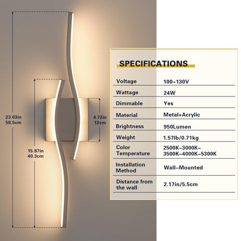 Joossnwell vanity light dimmable range highlights smooth brightness control.