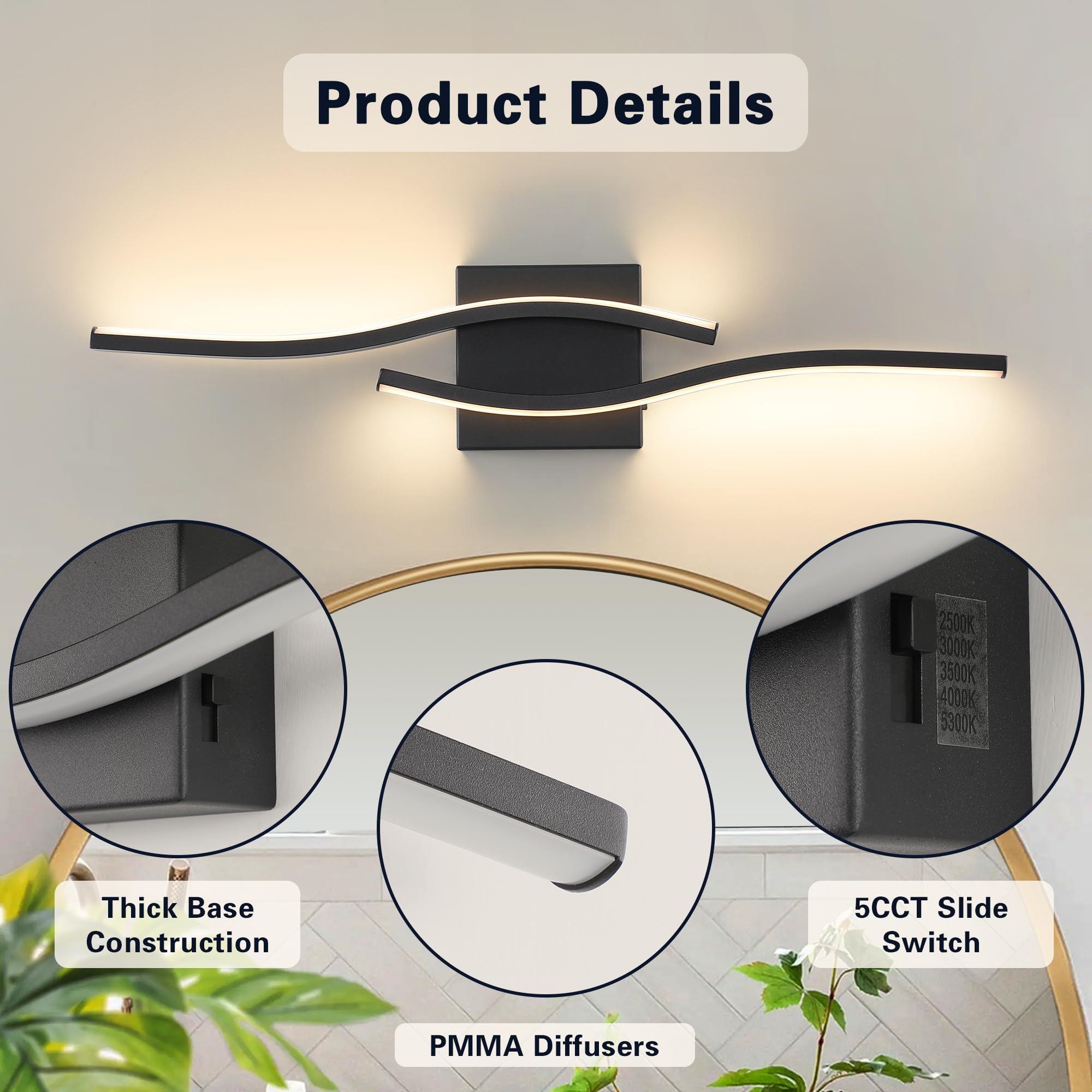 Joossnwell fixture is waterproof and dustproof for bathroom environments.