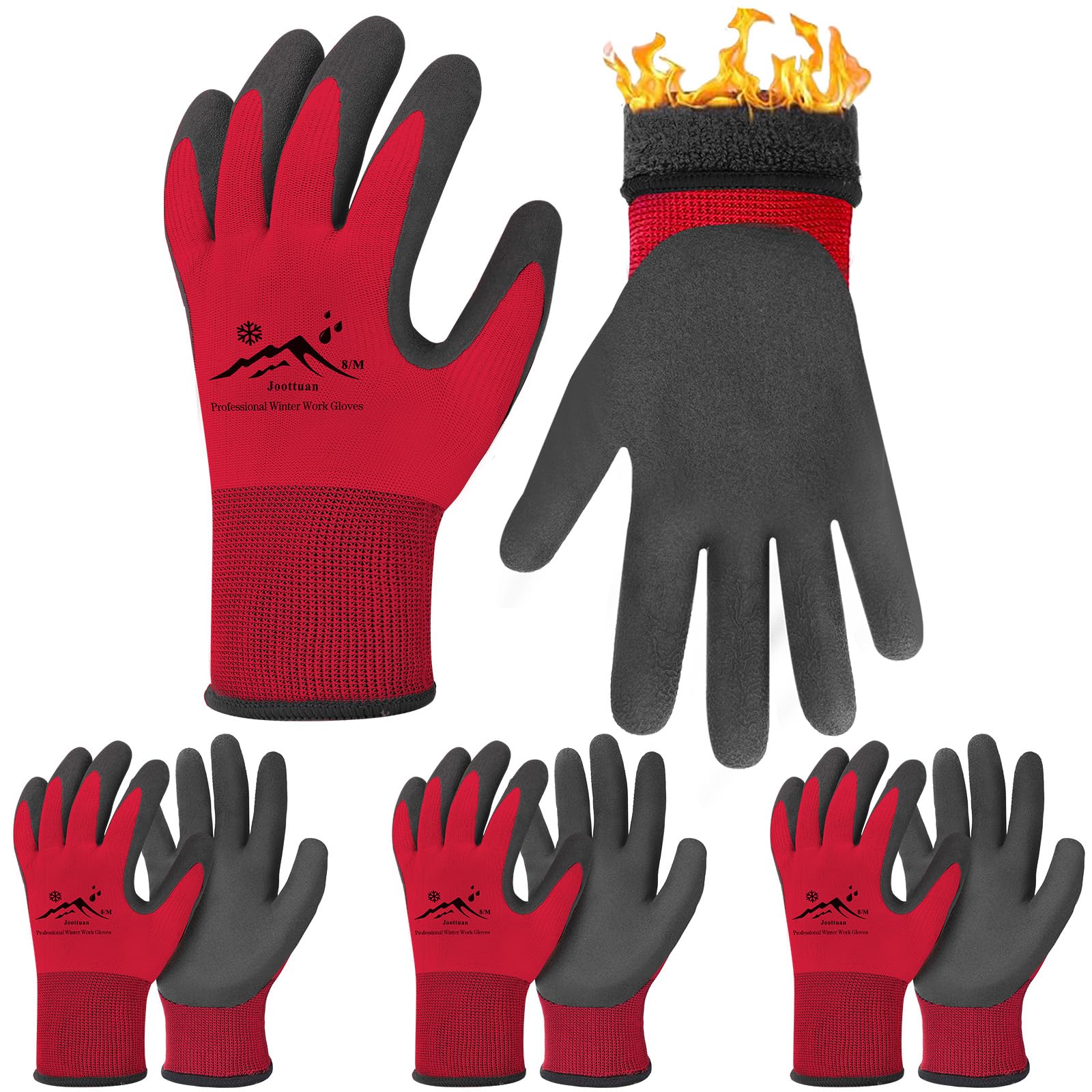 Joottuan winter gloves with waterproof foam latex palm for grip and protection.