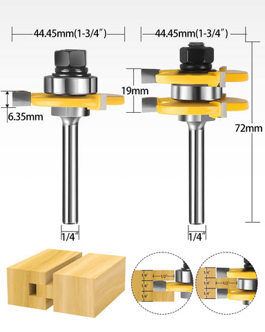 Jooyle quarter-inch tongue router bit side view with sharp cutting edge
