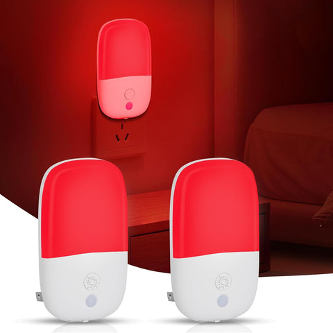 JOPCPIE 670nm red night light plugged into wall for calm glow and navigation