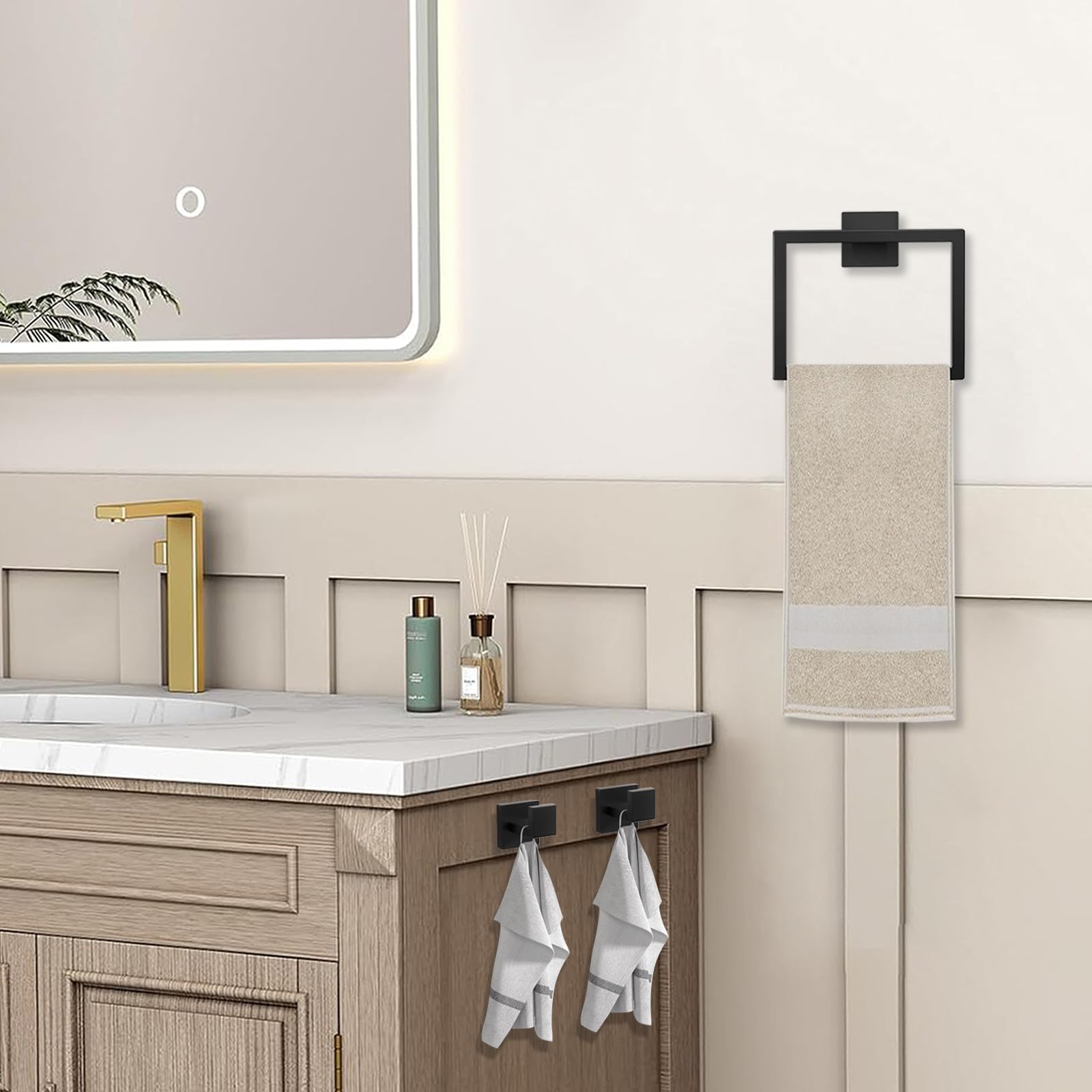 JOPOFI toilet paper holder in matte black complements modern bathroom design.