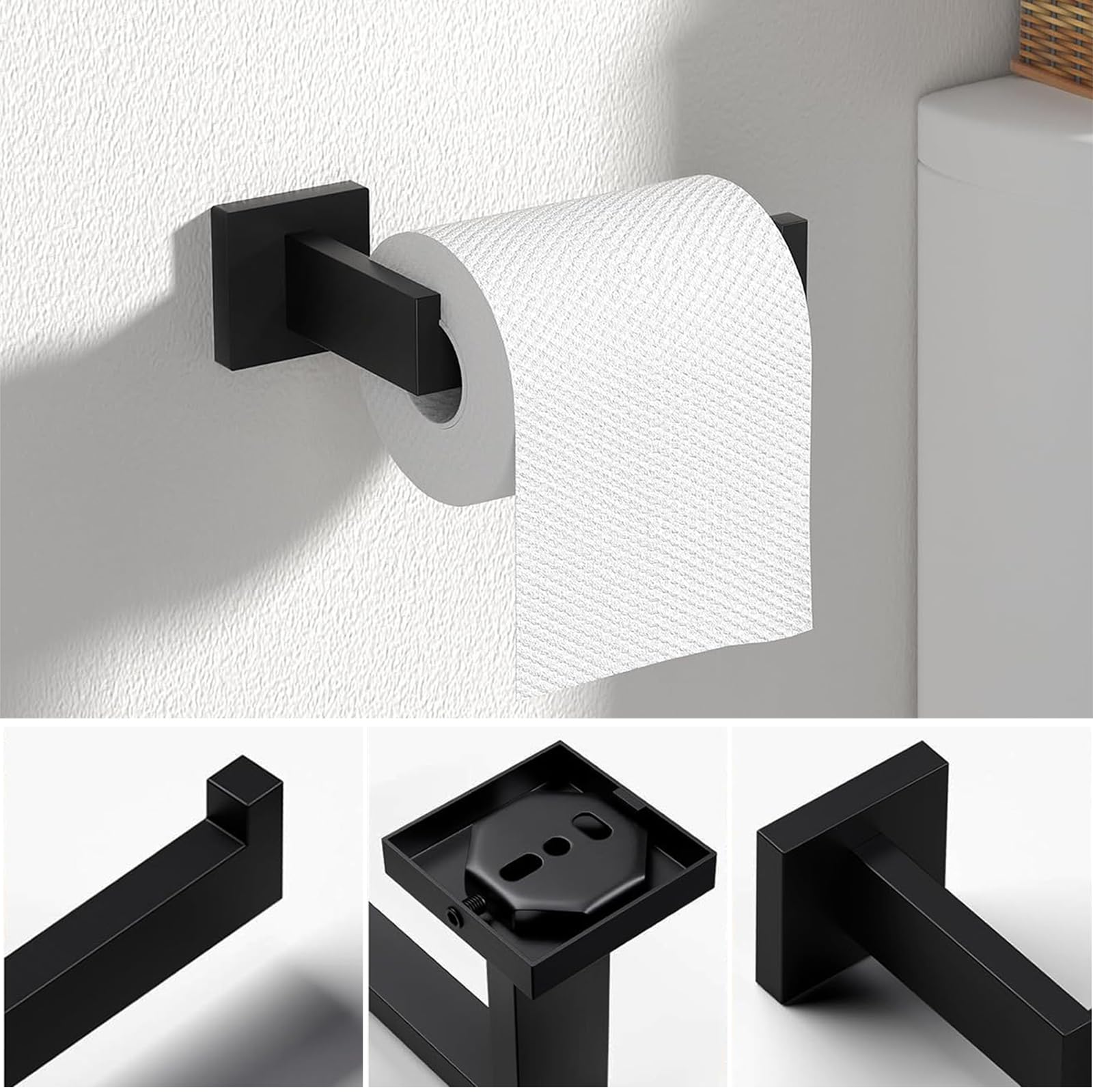 JOPOFI towel hooks in matte black keep towels neat and ready.