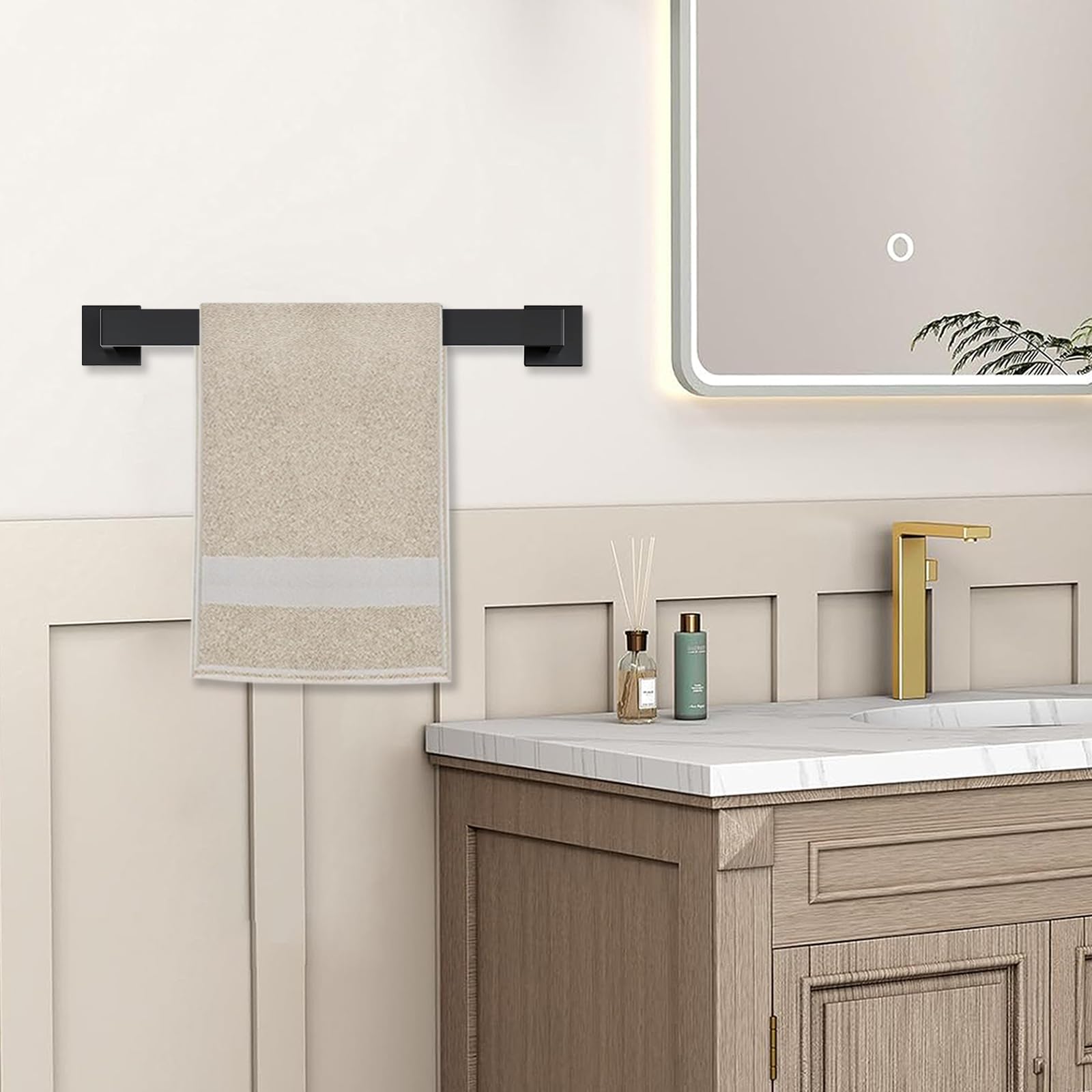 JOPOFI towel ring in matte black for easy access to hand towels.