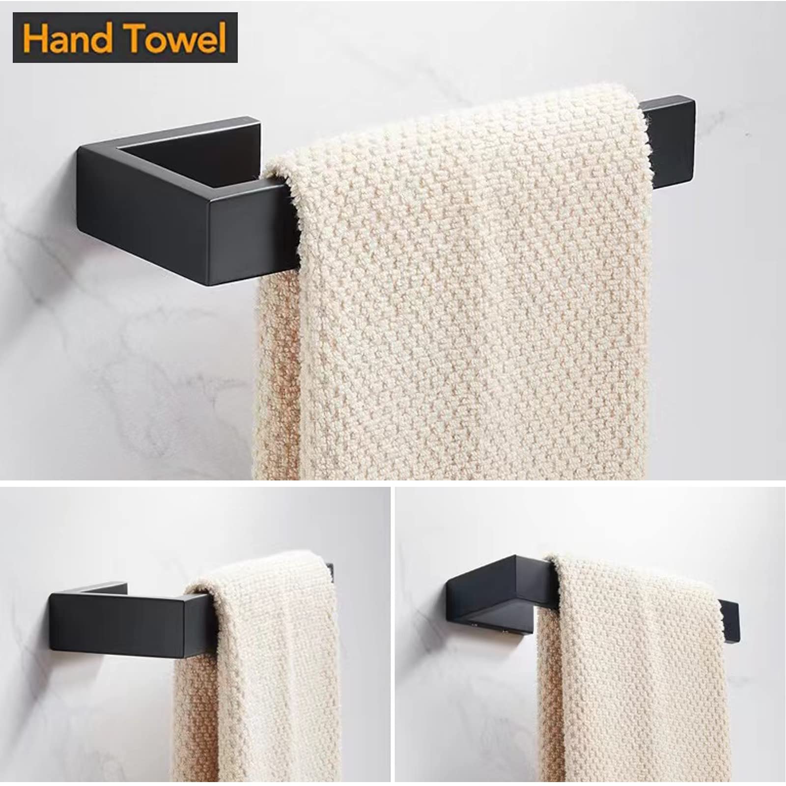JOPOFI wall-mount towel holder with square base for stable installation.