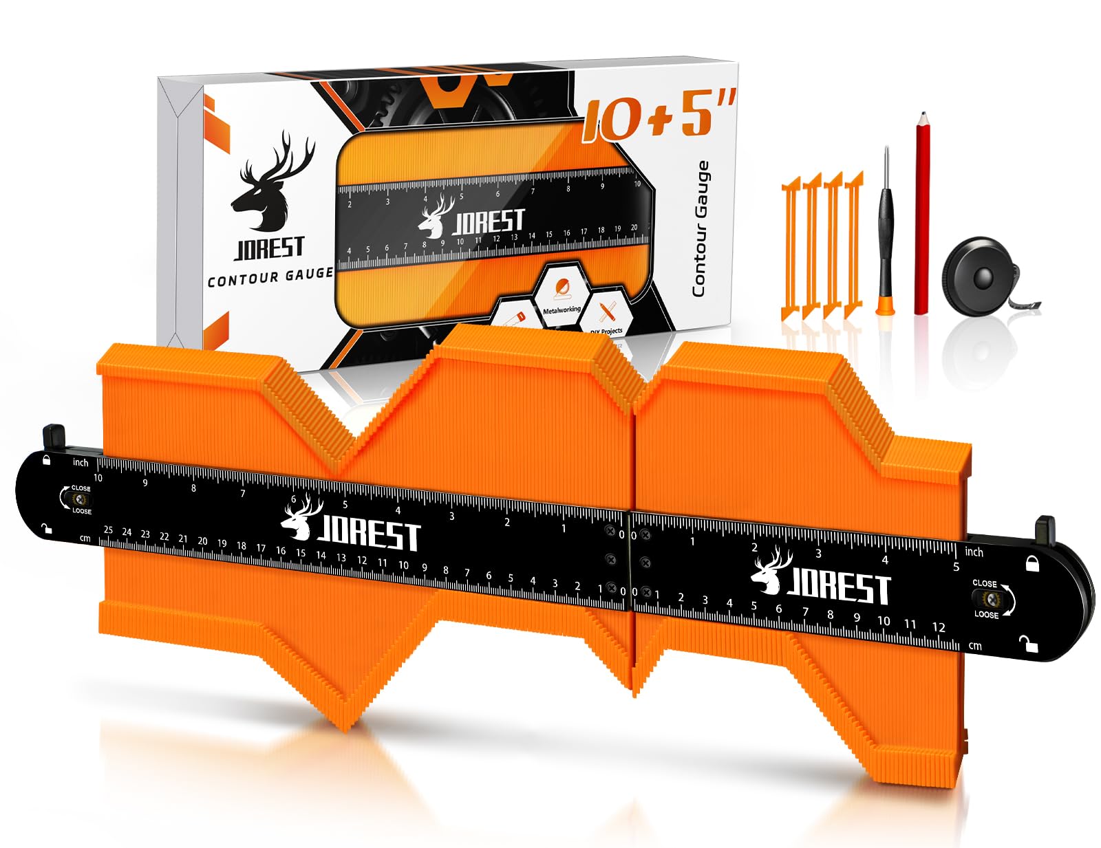 JOREST contour gauge 5inch captures tight profiles for precise DIY fits.