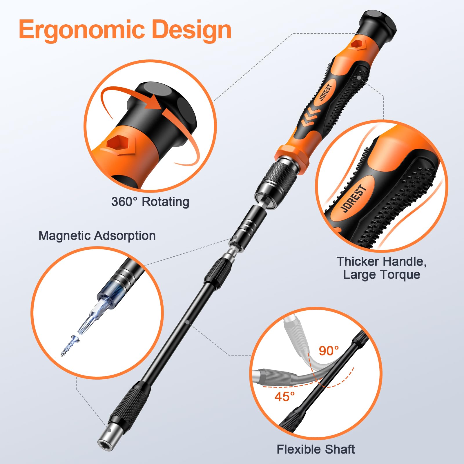 Ergonomic handle with rotatable tail for comfortable precise turning