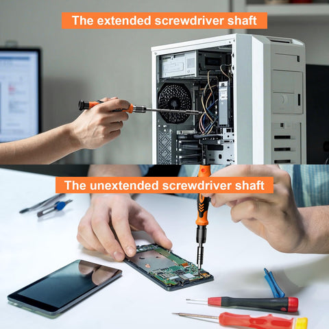 Extendable tool bar extending reach to deep screws
