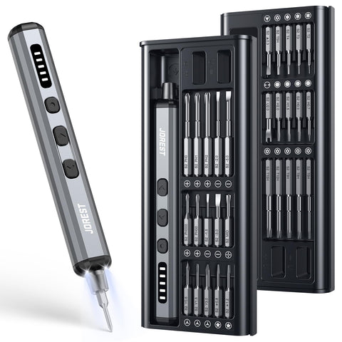 JOREST mini electric screwdriver front view with compact design for precise electronics repairs.