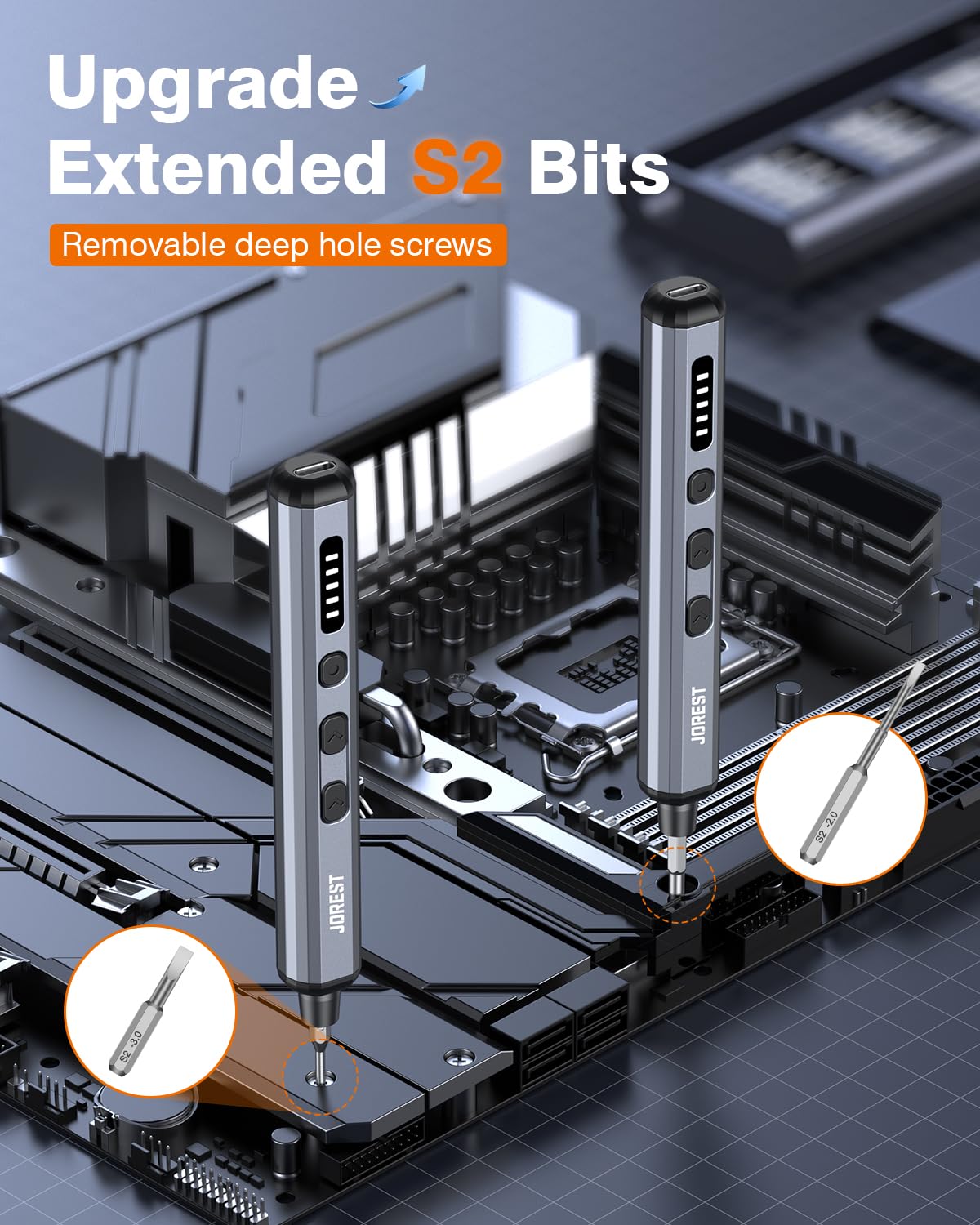 JOREST repair kit in use on electronics highlights precise torque control.