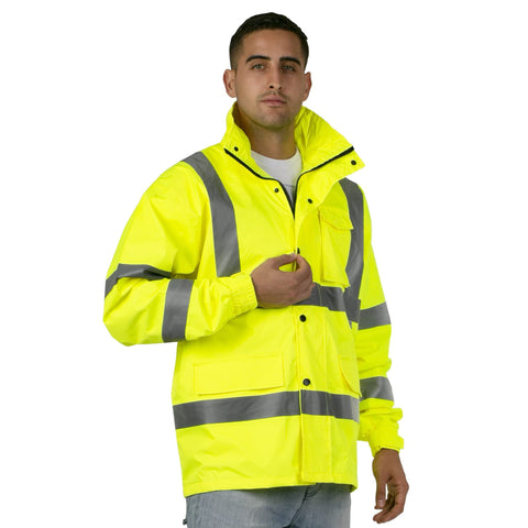 JORESTECH hi-visibility rain jacket concealed hood ready for sudden rain