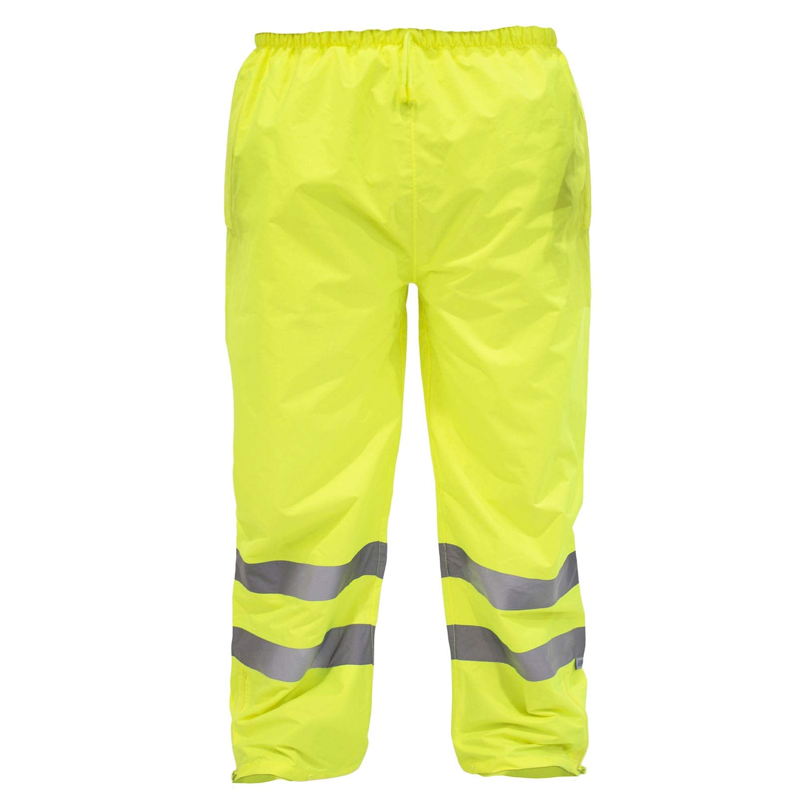 JORESTECH hi-visibility rain pants with reflective stripes for daytime and low-light visibility.