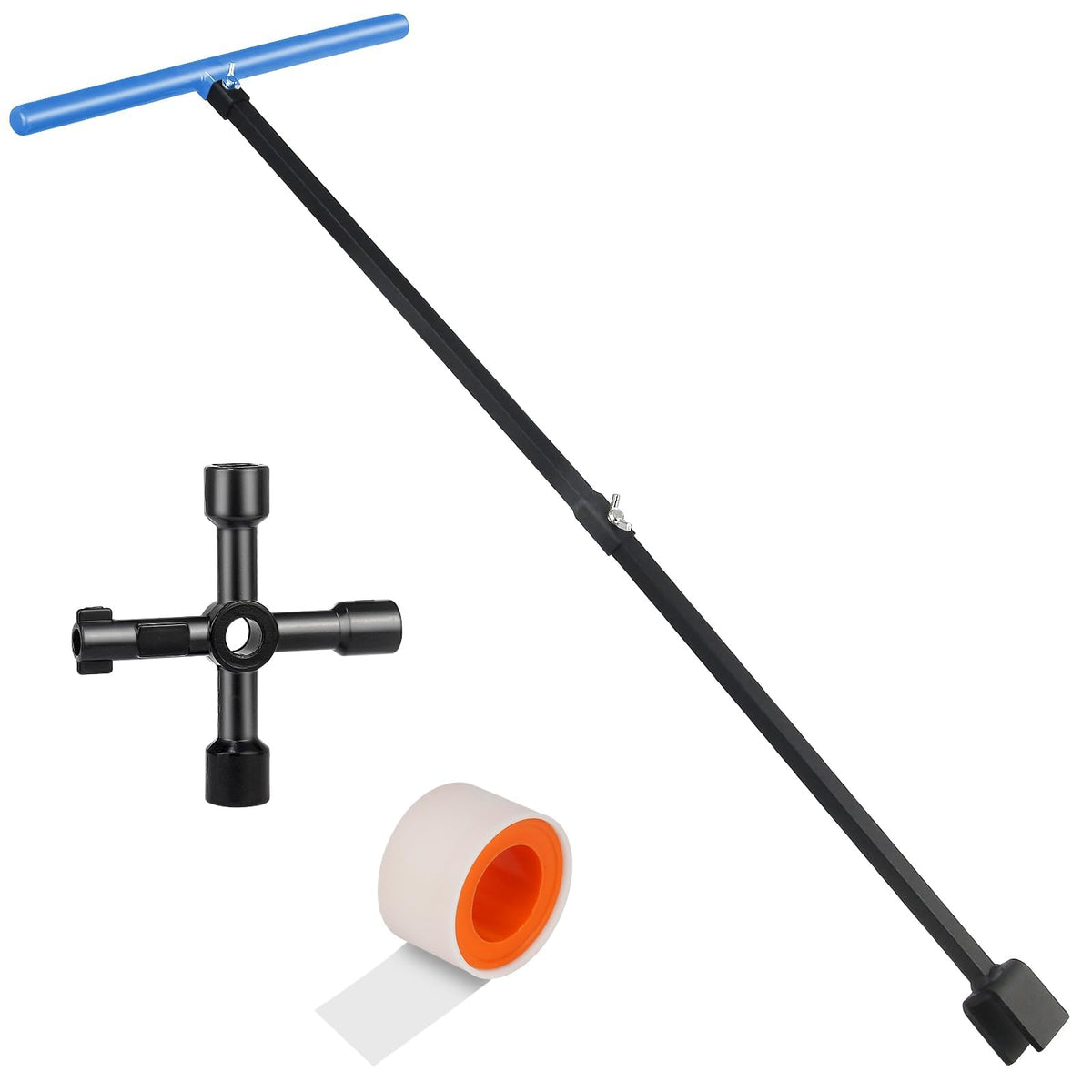 JORETLE water meter key with extended 28-inch reach for hard-to-reach valves.