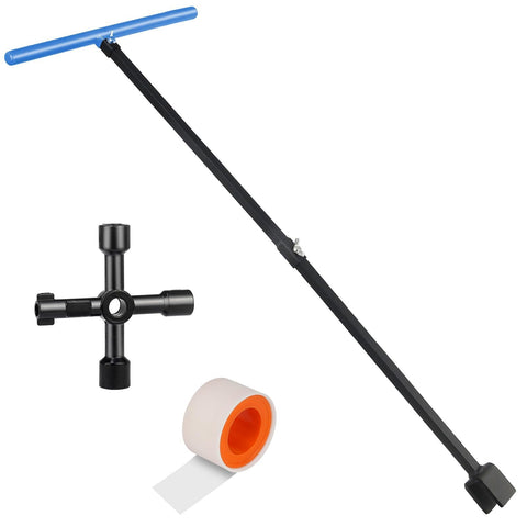 JORETLE water meter key with extended 28-inch reach for hard-to-reach valves.